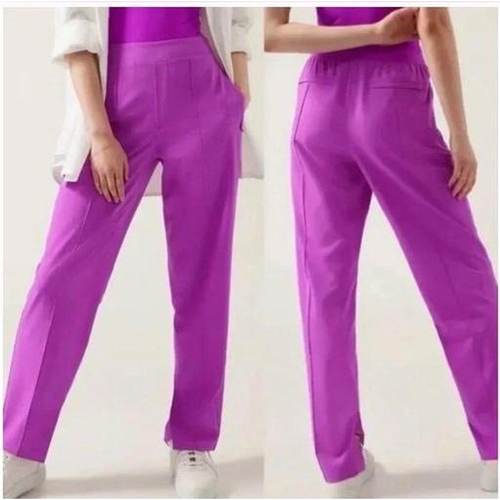 Athleta Vienna Slim Pant Purple Tapered Leg Travel‎ Trousers Womens 12